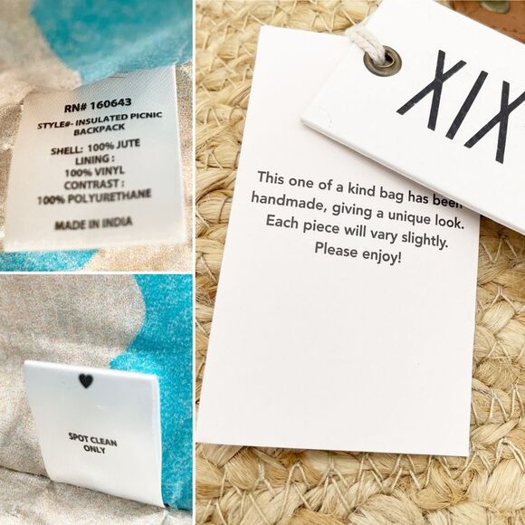 NWT XIX Palms Beachly The Shore Break Jute Insulated Picnic Cooler Backpack NEW - Picture 12 of 16